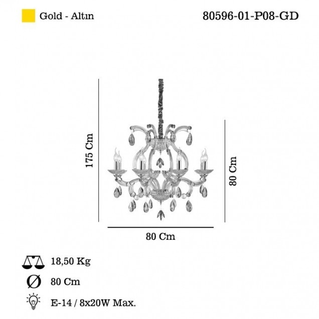 Złoty designerski żyrandol LEOPART 80596-01-P08-GD do salonu sypialni jadalni restauracji LUCEA - 1