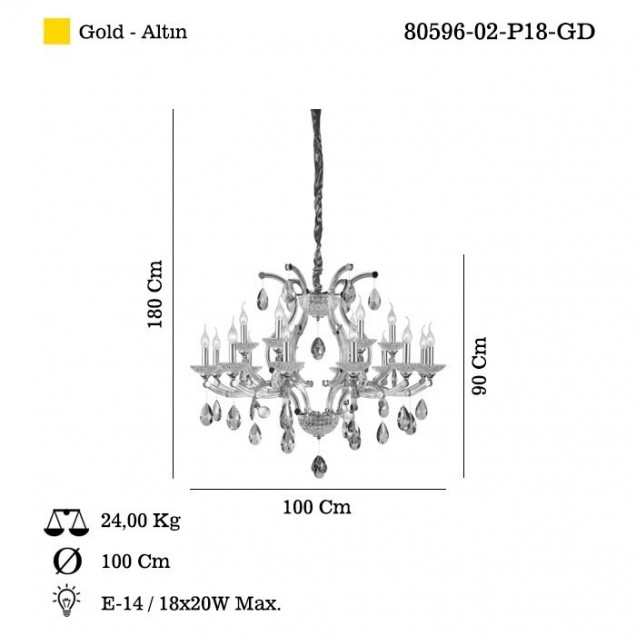Złoty designerski żyrandol LEOPART 80596-02-P18-GD do salonu sypialni jadalni restauracji LUCEA - 1