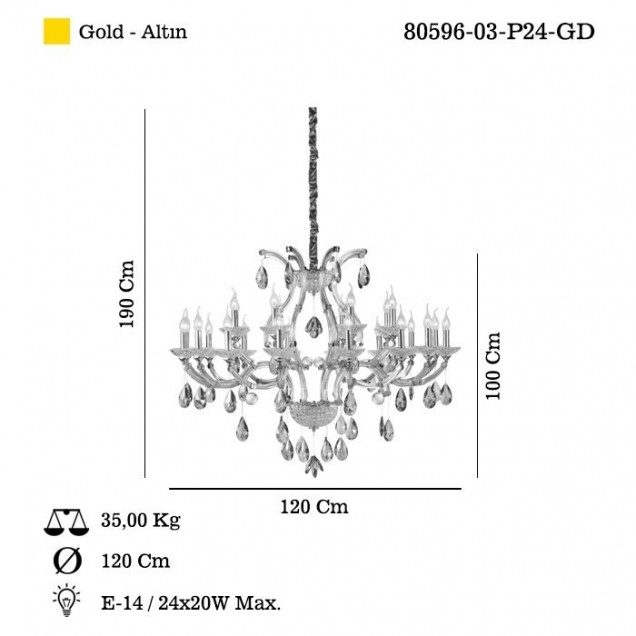 Złoty designerski żyrandol LEOPART 80596-03-P24-GD do salonu sypialni jadalni restauracji LUCEA - 1