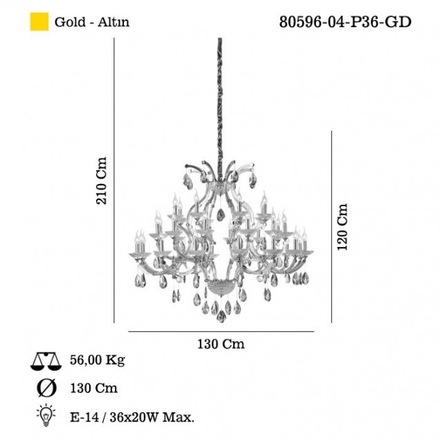 Złoty designerski żyrandol LEOPART 80596-04-P36-GD do salonu sypialni jadalni restauracji LUCEA - 1