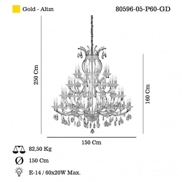 Złoty designerski żyrandol LEOPART 80596-05-P60-GD do salonu sypialni jadalni restauracji LUCEA - 1
