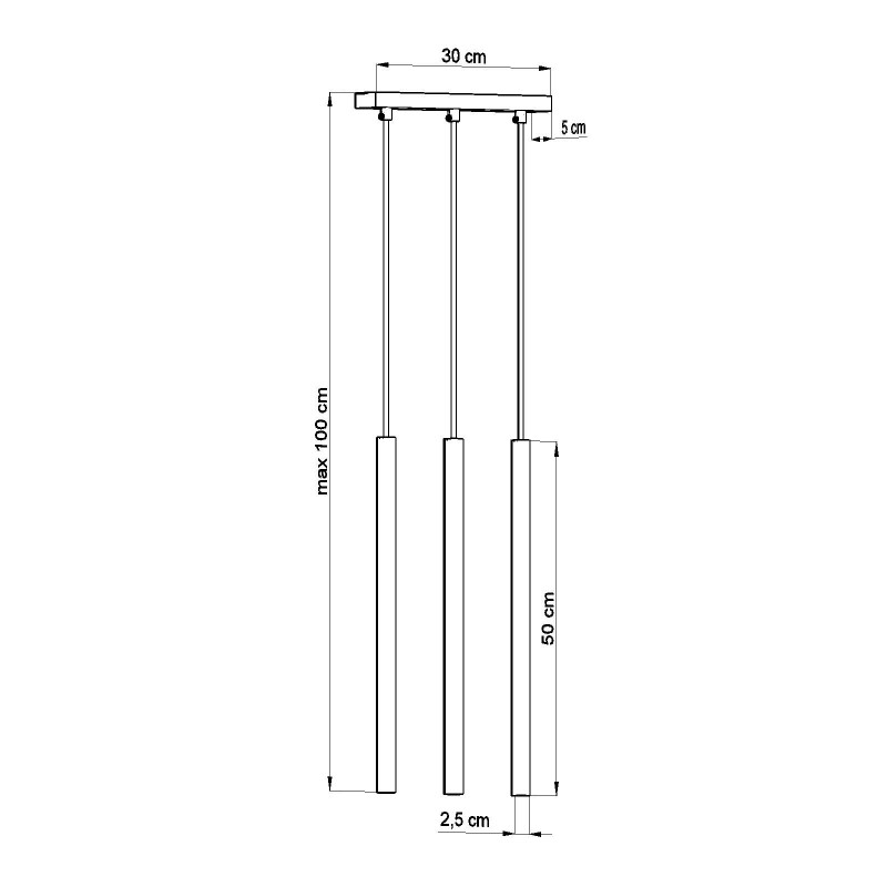 Lampa Wisząca PASTELO 3 Czarna