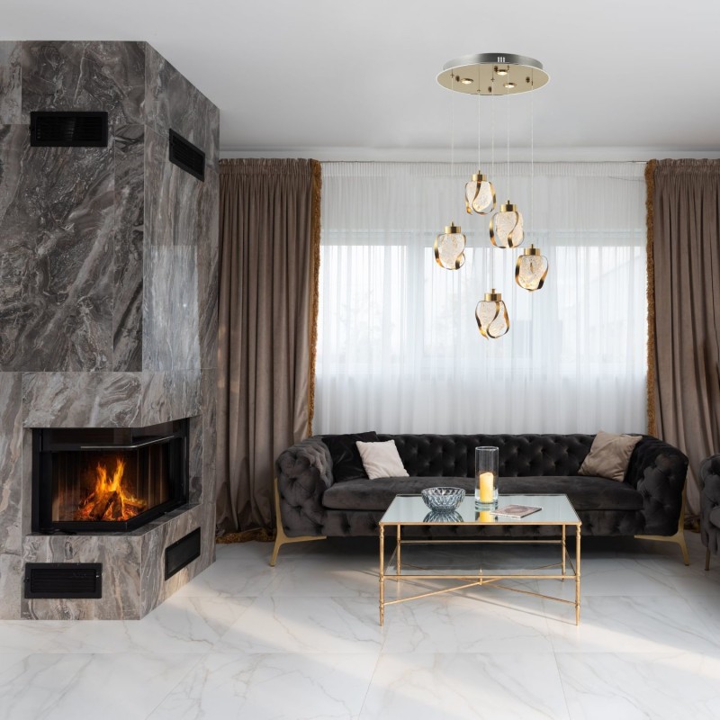 Nowoczesna patynowa szklana lampa wisząca 80494-01-P05-CO NESSOM SALON SYPIALNIA JADALNIA LUCEA