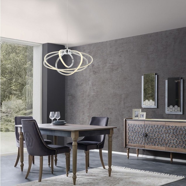 Designerski srebrna lampa wisząca AVONNI AV-4357-4K salon, sypialnia, jadalnia - 2