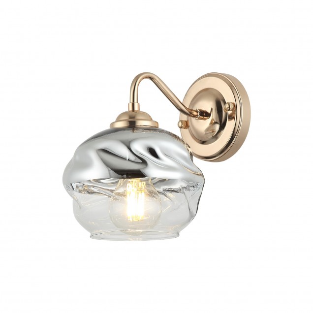 Elegancka złota lampa ścienna kinkiet FORMA 80734-04-W01-FG salon sypialnia jadalnia hotel LUCEA