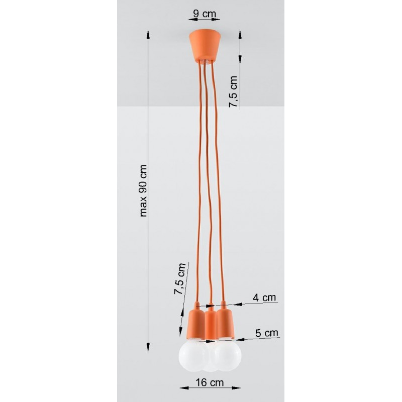 Lampa wisząca DIEGO 3 pomarańczowy