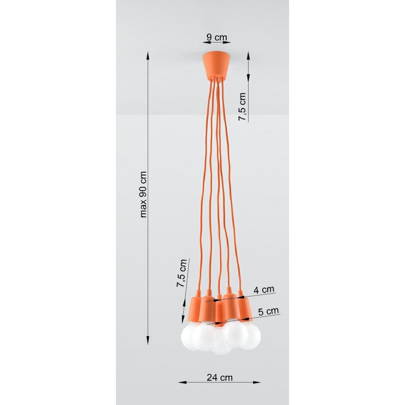 Lampa wisząca DIEGO 5 pomarańczowy