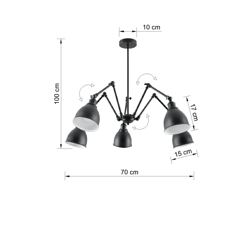 Żyrandol STARK KLOSZ 5 czarny