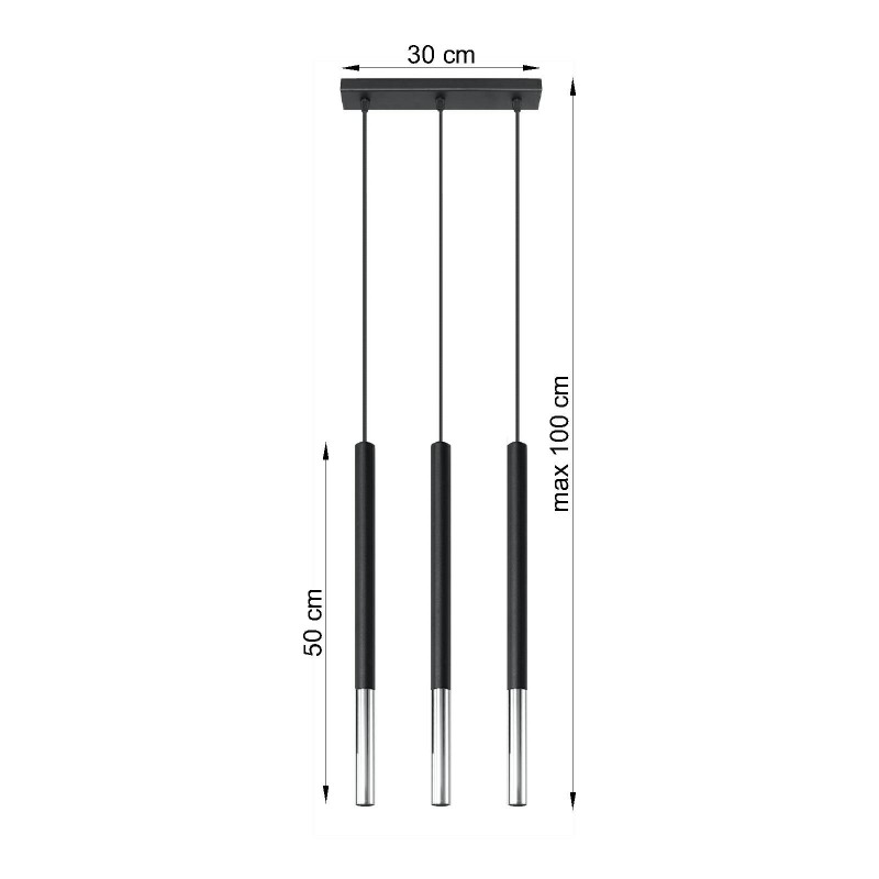 Lampa wisząca MOZAICA 3L czarny/chrom