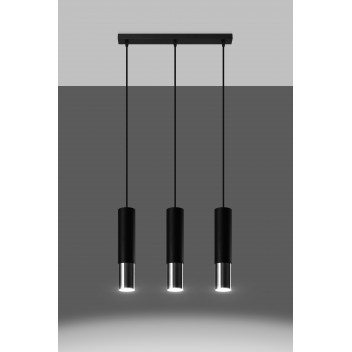 Lampa wisząca LOOPEZ 3L czarny/chrom