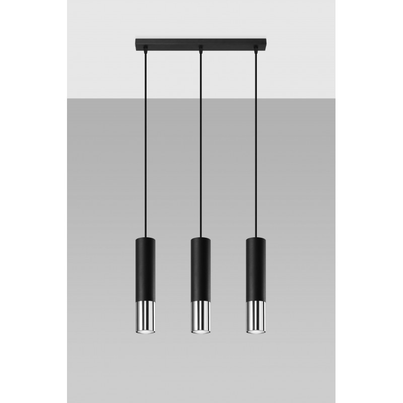 Lampa wisząca LOOPEZ 3L czarny/chrom