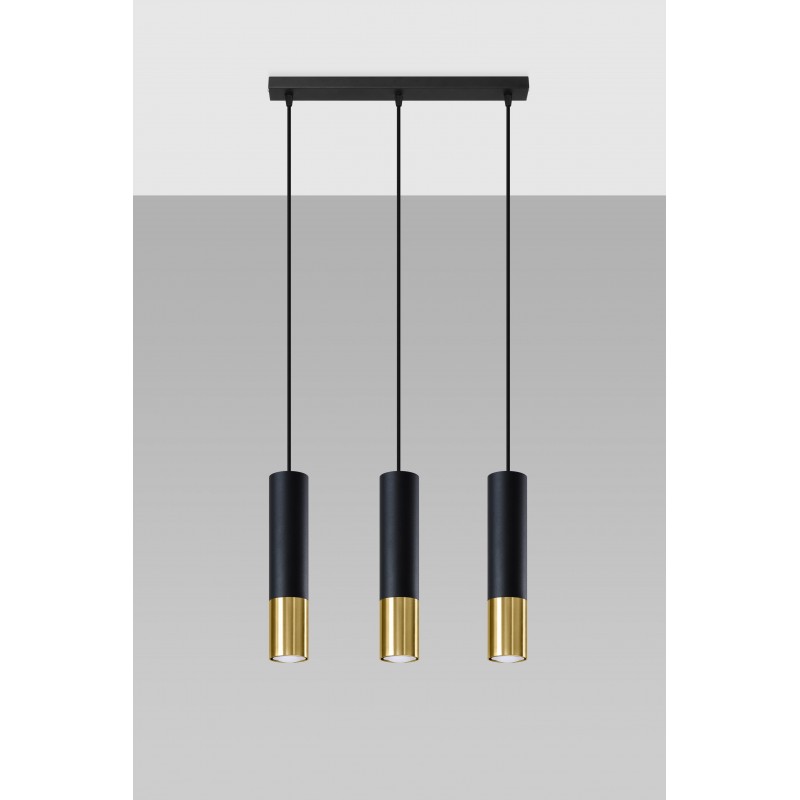 Lampa wisząca LOOPEZ 3L czarny/złoty