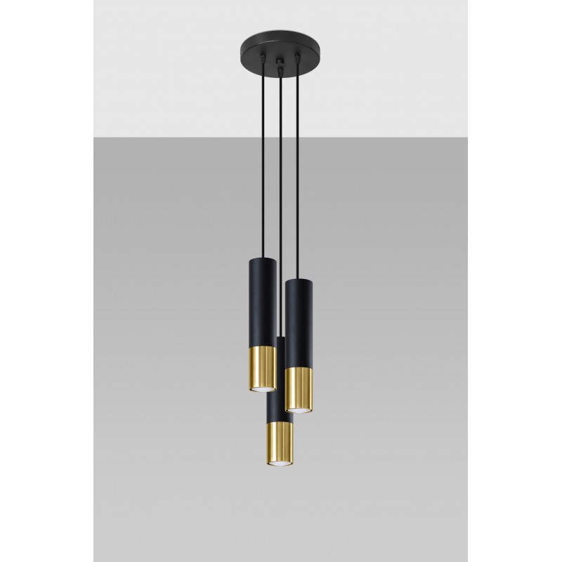 Lampa wisząca LOOPEZ 3P czarny/złoty