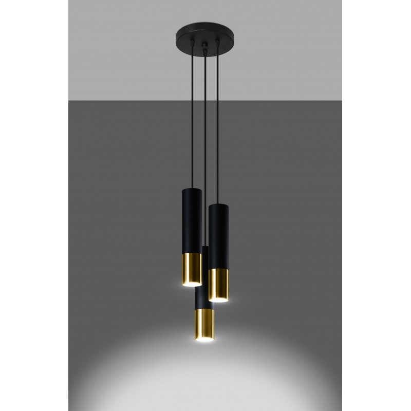 Lampa wisząca LOOPEZ 3P czarny/złoty