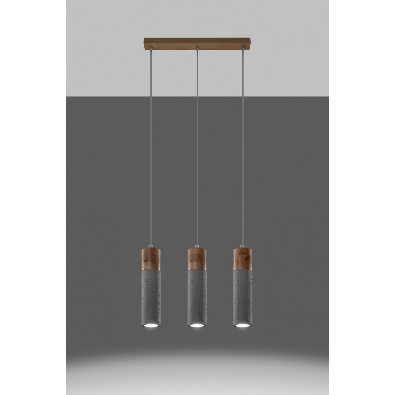 Lampa Wisząca ZANE 3 szara