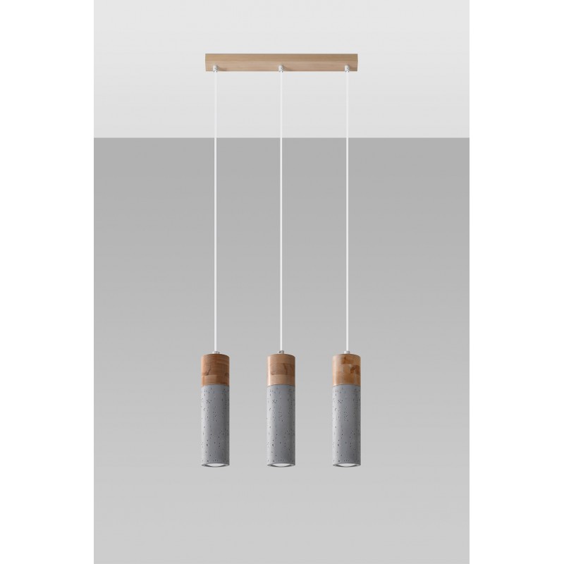 Lampa Wisząca ZANE 3 szara