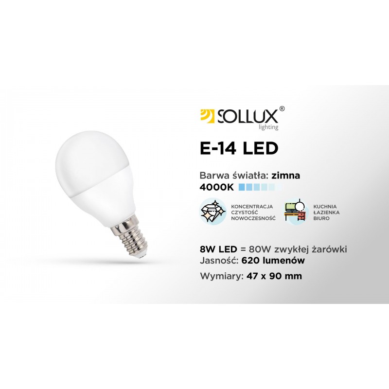 Żarówka LED E14 4000K 8W 650lm [WOJ+14216]