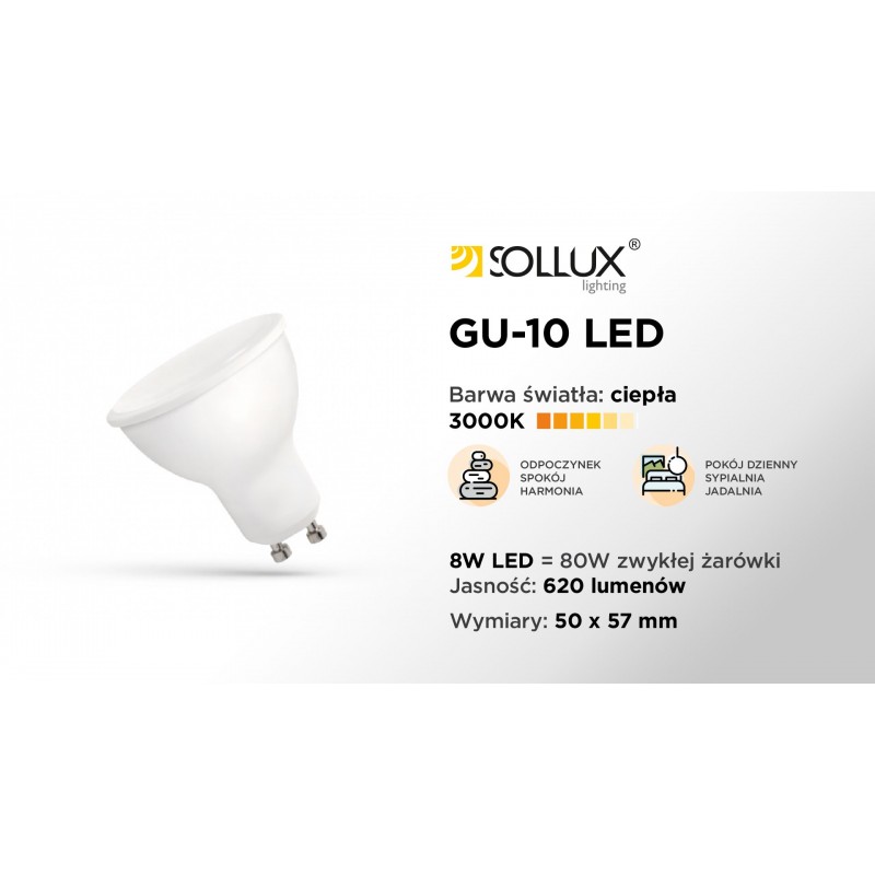 Żarówka LED GU10 3000K 8W 620lm [WOJ+14048]