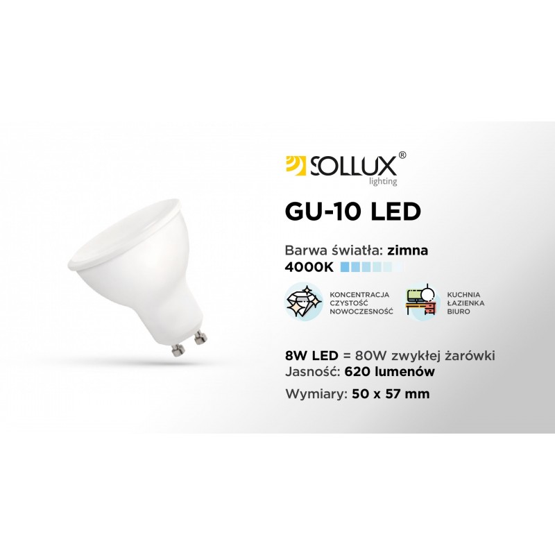 Żarówka LED GU10 4000K 8W 630lm [WOJ+14259]
