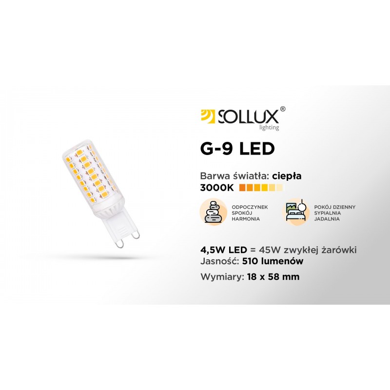Żarówka LED G9 3000K 4,5W 510lm [WOJ+14436]