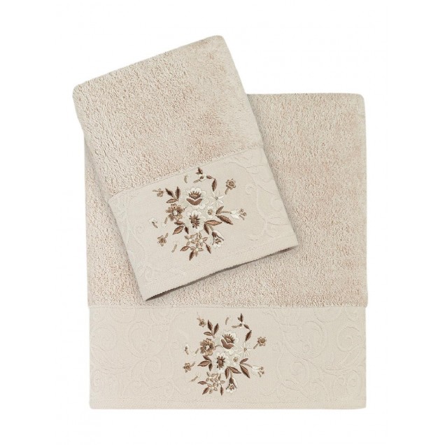 Ręcznik bawełniany frotte VIOLA/1358/cappuccino 50x90+70x140 kpl. - 1
