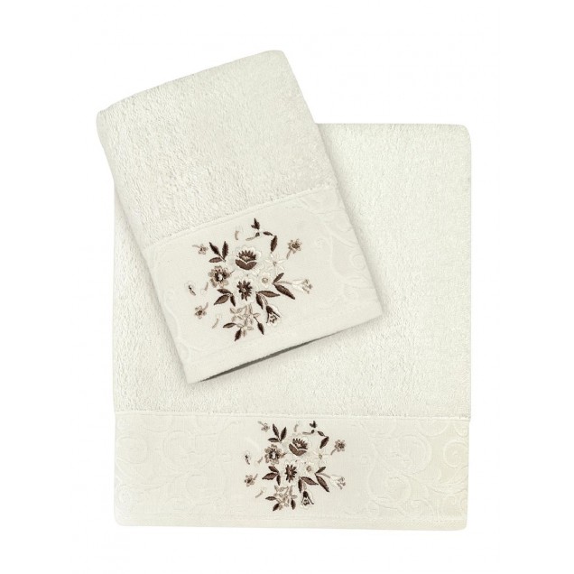 Ręcznik bawełniany frotte VIOLA/1358/cream 50x90+70x140 kpl. - 1