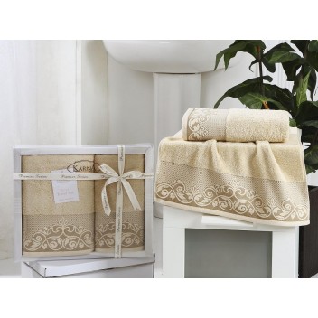 Ręcznik bawełniany frotte BEYZA/2410/beige 50x90+70x140 kpl.
