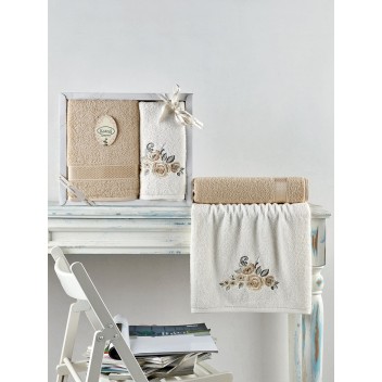 Ręcznik bawełniany frotte ELVIN/3310/beige 50x90+70x140 kpl.