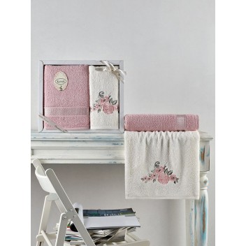 Ręcznik bawełniany frotte ELVIN/3310/powder 50x90+70x140 kpl.