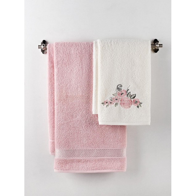 Ręcznik bawełniany frotte ELVIN/3310/powder 50x90+70x140 kpl. - 1
