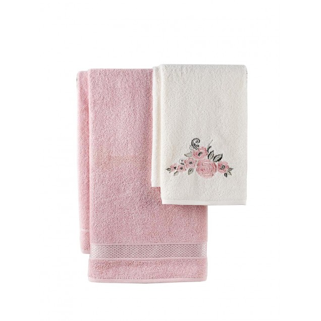 Ręcznik bawełniany frotte ELVIN/3310/powder 50x90+70x140 kpl. - 2