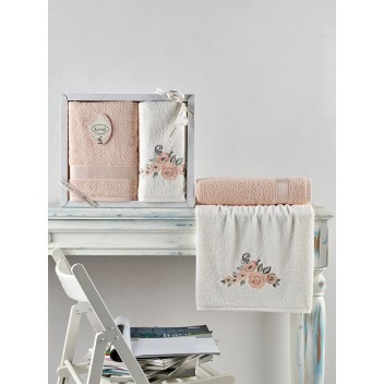 Ręcznik bawełniany frotte ELVIN/3310/salmon 50x90+70x140 kpl.