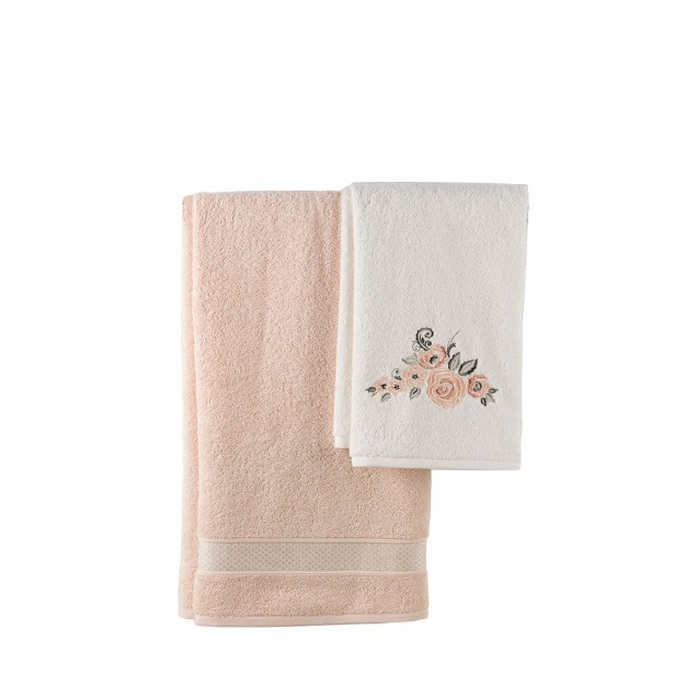 Ręcznik bawełniany frotte ELVIN/3310/salmon 50x90+70x140 kpl. - 2