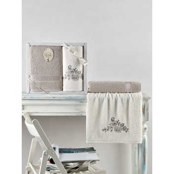 Ręcznik bawełniany frotte ELVIN/3310/stone 50x90+70x140 kpl.