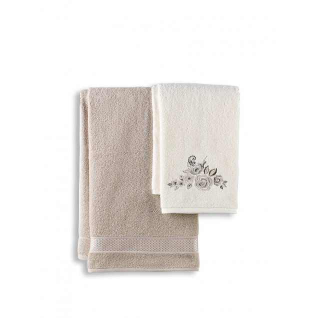 Ręcznik bawełniany frotte ELVIN/3310/stone 50x90+70x140 kpl. - 1