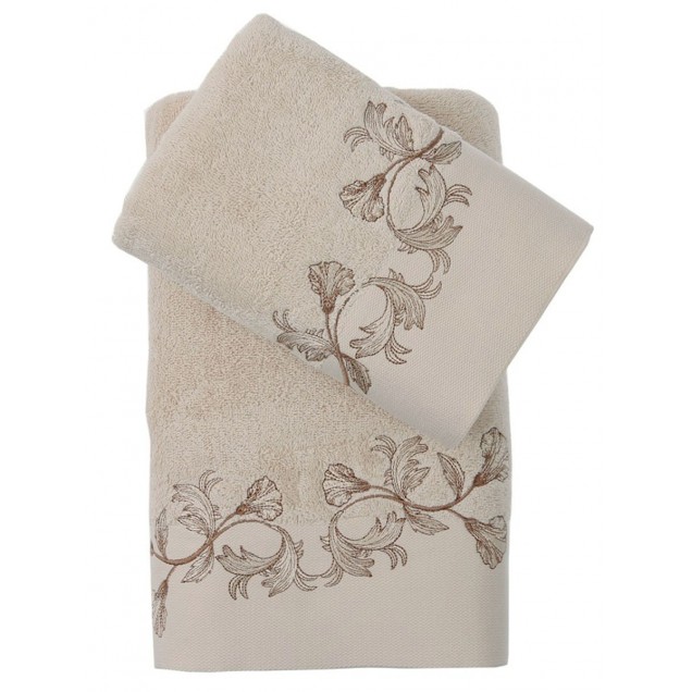 Ręcznik bawełniany frotte VIERA/3455/beige 50x90+70x140 kpl. - 1