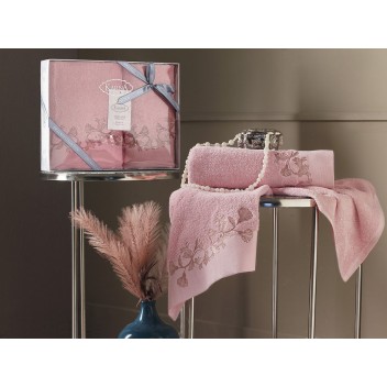 Ręcznik bawełniany frotte VIERA/3455/coral 50x90+70x140 kpl.