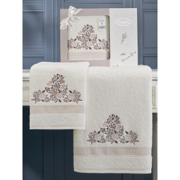 Ręcznik bawełniany frotte ABEL/3664/cream 50x90+70x140 kpl.