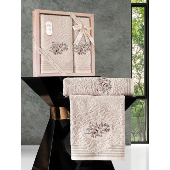 Ręcznik bawełniany frotte STELLA/3666/beige 50x90+70x140 kpl.