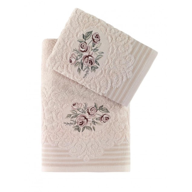 Ręcznik bawełniany frotte STELLA/3666/beige 50x90+70x140 kpl. - 1