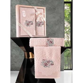 Ręcznik bawełniany frotte STELLA/3666/salmon 50x90+70x140 kpl.