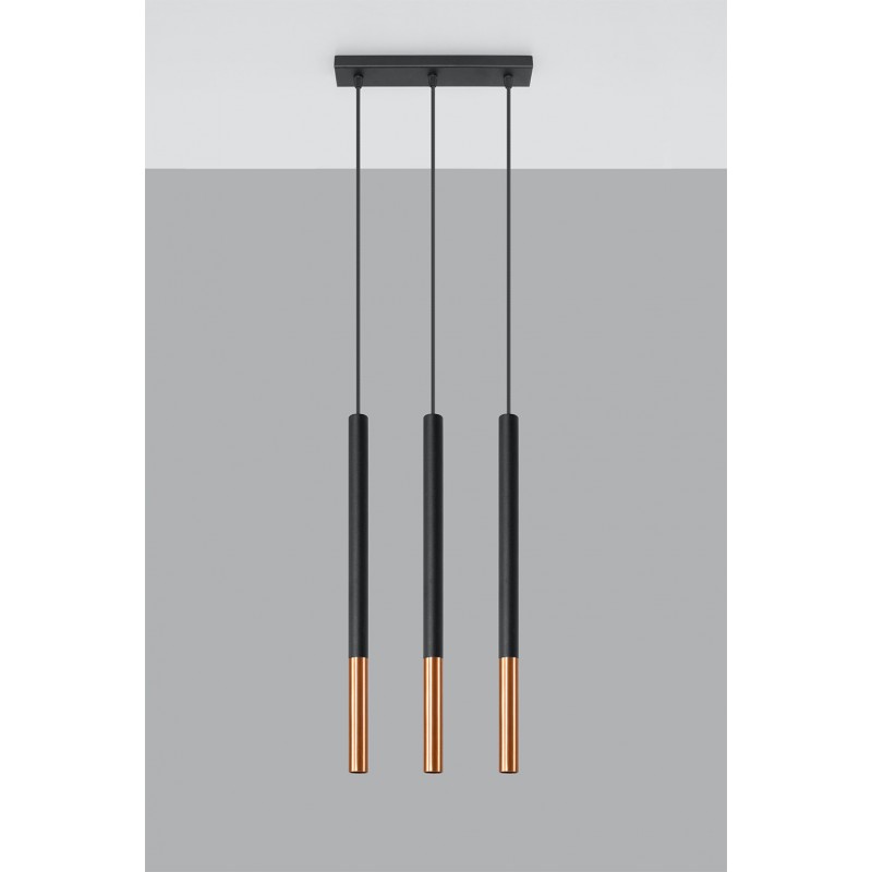 Lampa wisząca MOZAICA 3L czarny/miedź