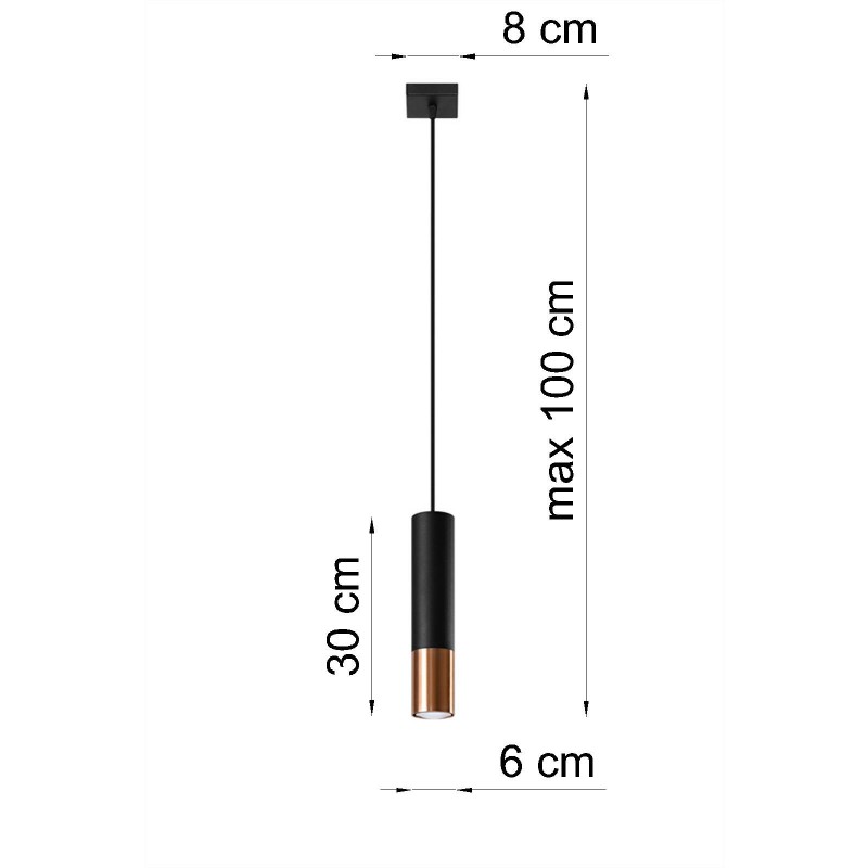 Lampa wisząca LOOPEZ 1 czarny/miedź