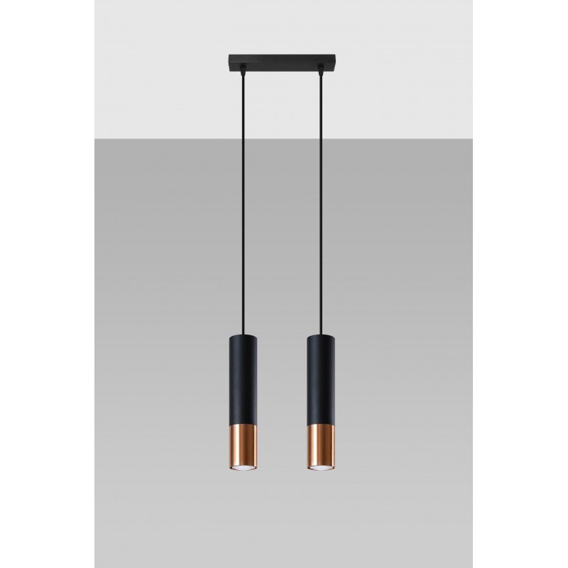 Lampa wisząca LOOPEZ 2 czarny/miedź