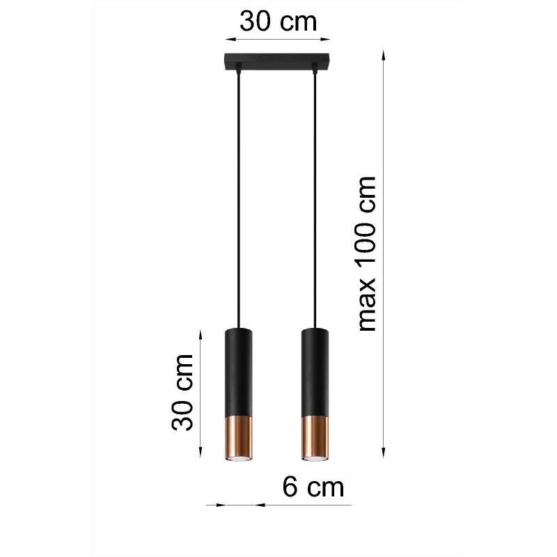 Lampa wisząca LOOPEZ 2 czarny/miedź