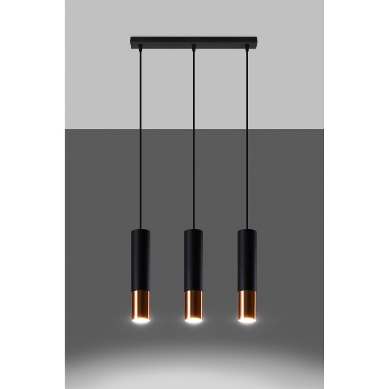 Lampa wisząca LOOPEZ 3L czarny/miedź