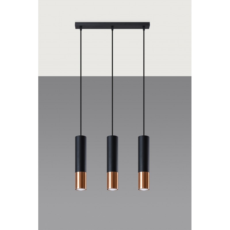 Lampa wisząca LOOPEZ 3L czarny/miedź