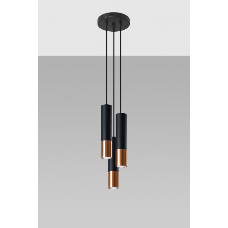 Lampa wisząca LOOPEZ 3P czarny/miedź