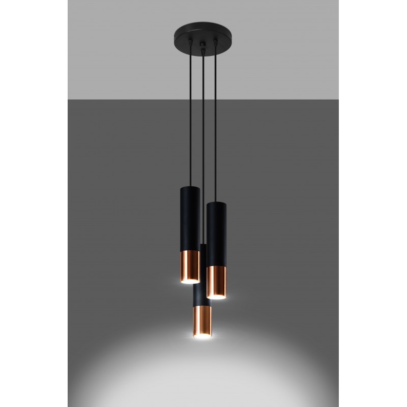 Lampa wisząca LOOPEZ 3P czarny/miedź
